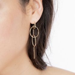 Boucles d’oreilles acier: boucles d’oreilles argentées, dorées (10) - pendantes - edora - 2