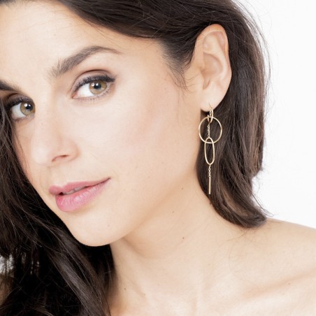 Boucles d'oreilles femme pendantes phebus acier doré – pendantes