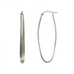 Boucles d'oreilles femme créoles allongées phebus acier argenté - creoles - edora - 0