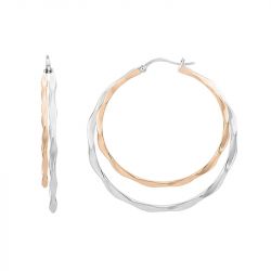 Boucles d'oreilles femme créoles phebus acier bicolore - creoles - edora - 0