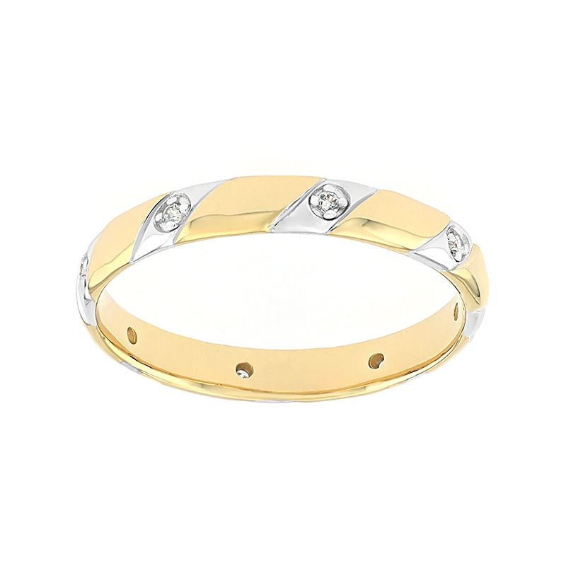 Bague femme alliance  or 375/1000 bicolore et diamants - alliances - edora
