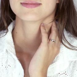 Bague femme alliance or 750/1000 bicolore et diamants - alliances - edora - 2