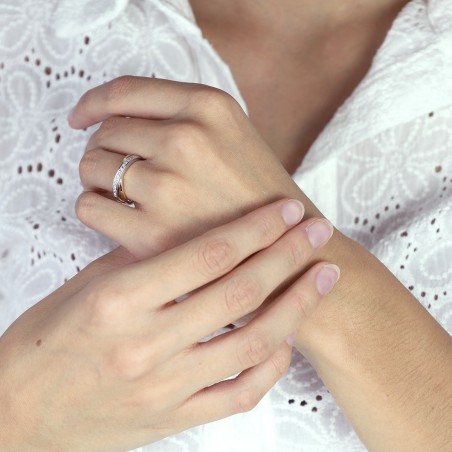 Bague femme alliance or 750/1000 bicolore et diamants edo3f037xb3.750mil – bagues de mariage