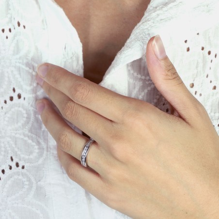 Bague femme alliance or 750/1000 blanc et diamants edo3l041gb4.750mil – bagues de mariage