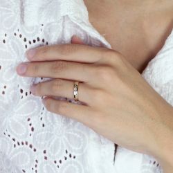 Bague femme alliance or 750/1000 bicolore - alliances - edora - 2