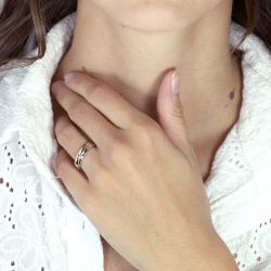 Bague femme alliance entrelacée or 750/1000 bicolore - alliances - edora - 2