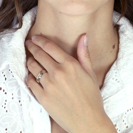Bague femme alliance entrelacée or 750/1000 bicolore edo3y008x45.750mil – bagues de mariage