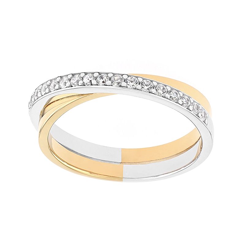 Bague femme alliance  or 375/1000 bicolore et diamants - alliances - edora