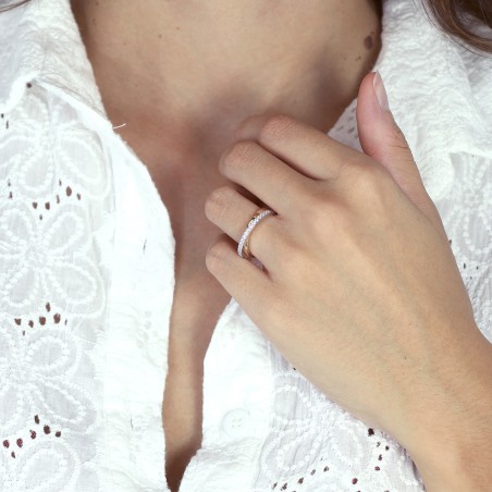 Bague femme alliance  or 375/1000 bicolore et diamants edo9r001xb4.375mil – bagues de mariage