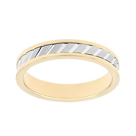 Bague mixte alliance diamantée or 375/1000 bicolore edo9353335.375mill – bagues de mariage