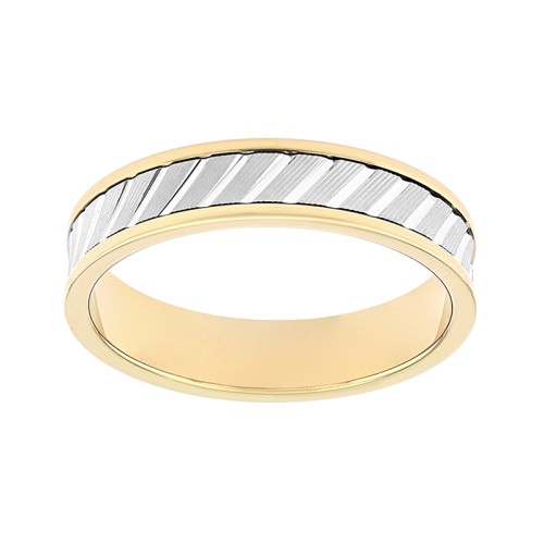 Bague Mixte Alliance diamantée OR 750/1000 bicolore 