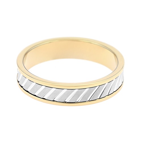 Bague Mixte Alliance diamantée OR 750/1000 bicolore 