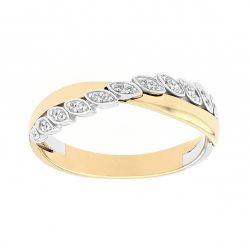 Bague femme alliance or 375/1000 bicolore et diamants - alliances - edora - 0
