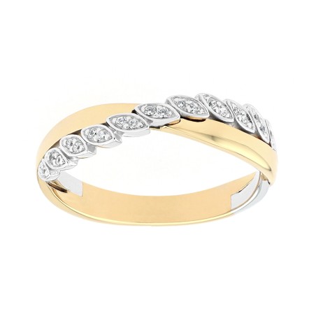Bague femme alliance or 375/1000 bicolore et diamants edo9c018xb2.375mil – bagues de mariage