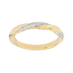 Bague femme alliance or 375/1000 bicolore et diamants - alliances - edora - 0