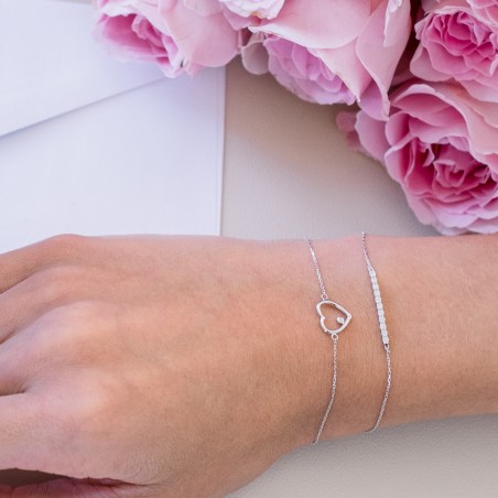 Bracelet femme barrette or 375/1000 blanc et oxydes – bracelets or 375