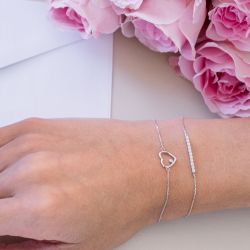 Bracelet femme coeur or 375/1000 blanc et diamant - bracelets-or-375-1000 - edora - 2