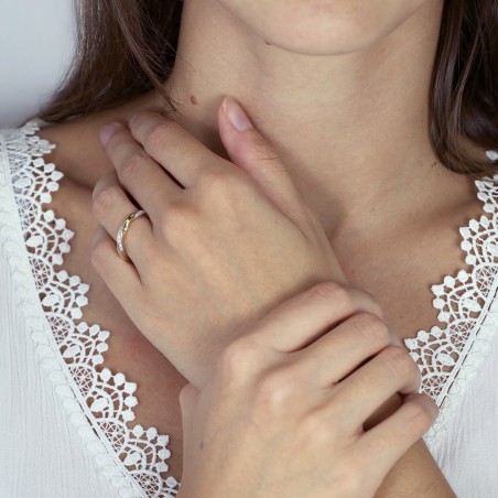 Bague femme alliance or 750/1000 bicolore et diamants edo3c021bb4.750mil – bagues de mariage