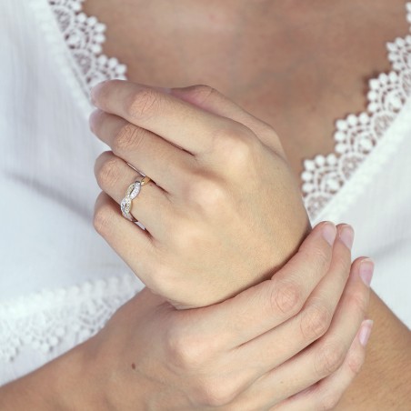 Bague femme alliance or 750/1000 bicolore et diamants edo3c036xb2.750mil – bagues de mariage