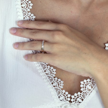Bague femme alliance or 750/1000 bicolore et diamants edo3c076bb5.750mil – bagues de mariage
