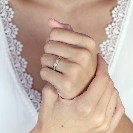 Bague femme alliance or 750/1000 bicolore et diamants edo3c171bb4.750mil – bagues de mariage