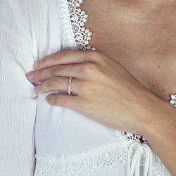 Bague femme alliance or 750/1000 blanc et diamants - alliances - edora - 2
