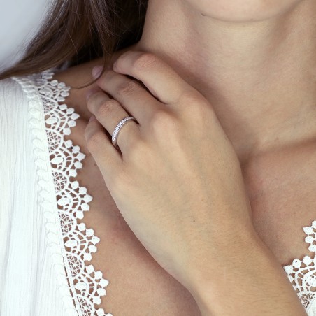 Bague femme alliance serti rail or 750/1000 blanc et diamants edo3l026gb2.750mil – bagues de mariage