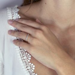 Bague femme alliance serti barrettes or 750/1000 jaune et diamants - alliances - edora - 2