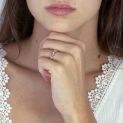 Bague femme alliance florale or 750/1000 bicolore et diamants - alliances - edora - 2