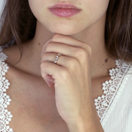 Bague femme alliance florale or 750/1000 bicolore et diamants edo3n017xb4.750mil – bagues de mariage