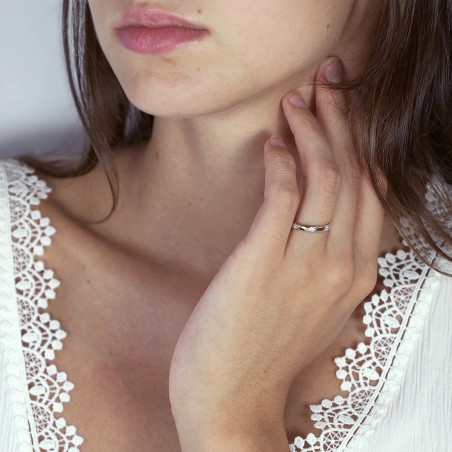 Bague femme alliance  or 750/1000 bicolore et diamants edo3n041bb2.750mil – bagues de mariage