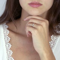 Bague femme alliance  or 750/1000 bicolore et diamants - alliances - edora - 2