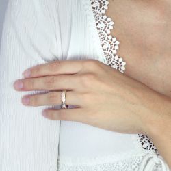 Bague femme alliance or 750/1000 bicolore et diamants - alliances - edora - 2