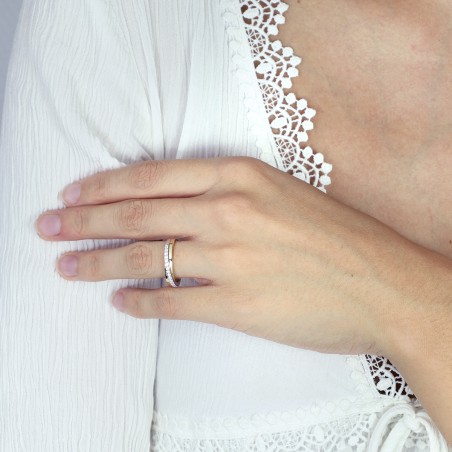 Bague femme alliance or 750/1000 bicolore et diamants edo3r009xb4.750mil – bagues de mariage