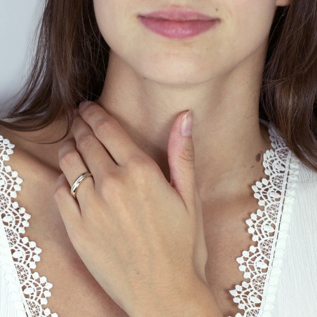 Bague femme alliance vague or 750/1000 bicolore edo3y013b35.750mil – bagues de mariage