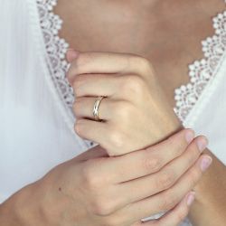 Bague femme alliance vague or 750/1000 bicolore - alliances - edora - 2