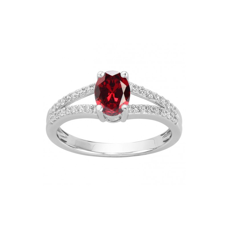 Bague femme edora argent 925/1000 et spinelle rouge
 - bagues-femmes - edora