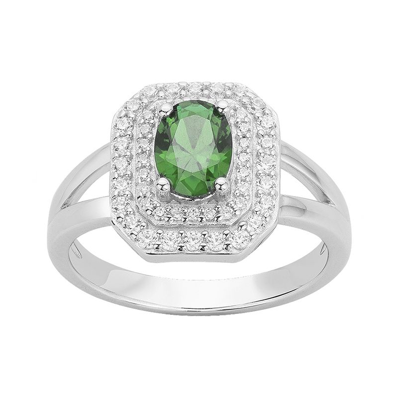 Bague femme edora argent 925/1000 et spinelle verte
 - bagues-femmes - edora
