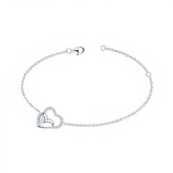 Bracelet femme double coeurs edora argent 925/1000 et oxydes - bracelets-femme - edora - 0