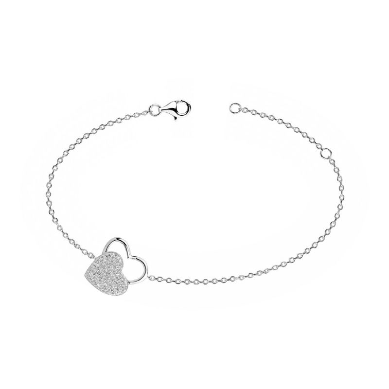 Bracelet femme double coeurs edora argent 925/1000 et oxydes - bracelets-femme - edora