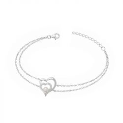 Bracelet femme coeurs edora argent 925/1000 et perle - bracelets-femme - edora - 0