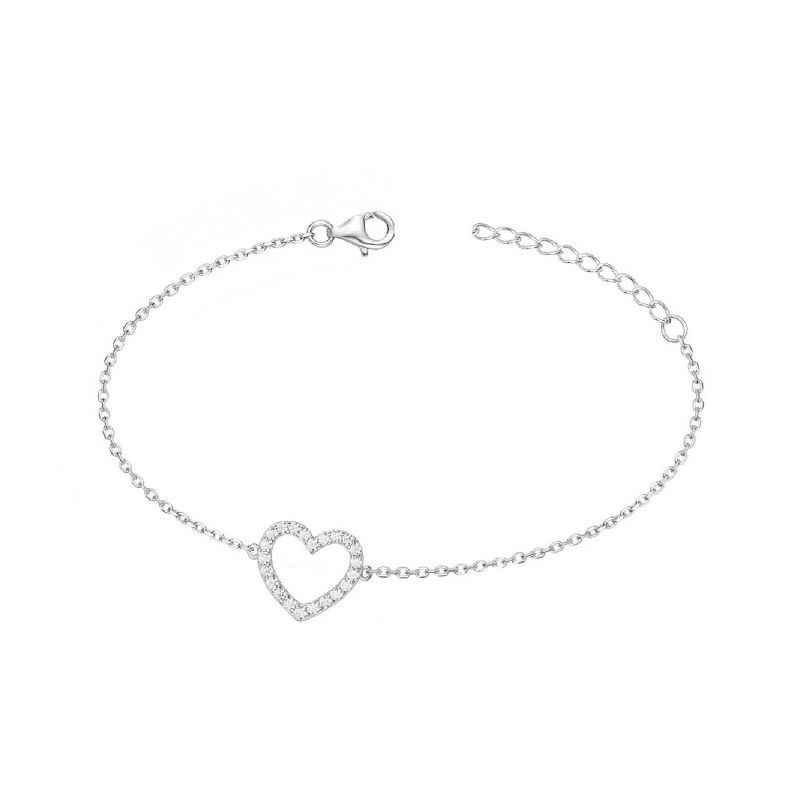 Bracelet femme coeur edora argent 925/1000 et oxydes - bracelets-femme - edora