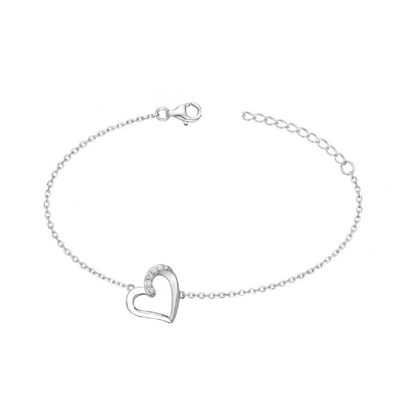 Bracelet femme coeur edora argent 925/1000 et oxydes - bracelets-femme - edora