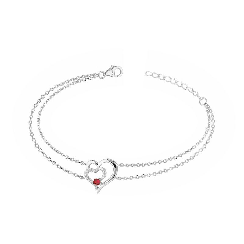 Bracelet femme coeur edora argent 925/1000 et spinelle - bracelets-femme - edora
