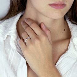 Bague femme alliance or 750/1000 blanc et diamants - alliances - edora - 2