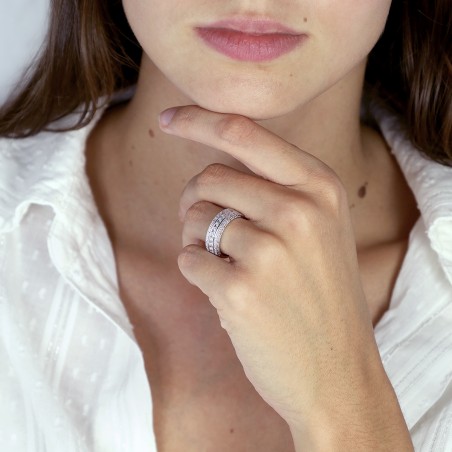 Bague femme alliance or 750/1000 bicolore et diamants edo3f605gb3.750mil – bagues de mariage