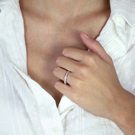 Bague femme alliance serti rail or 750/1000 blanc et diamants edo3l028gb2.750mil – bagues de mariage