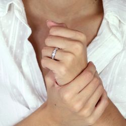 Bague femme alliance or 750/1000 blanc et diamants - alliances - edora - 2