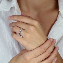 Bague femme alliance or 750/1000 blanc et diamants - alliances - edora - 2