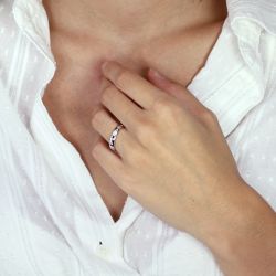 Bague femme alliance  or 750/1000 blanc et diamants - alliances - edora - 2